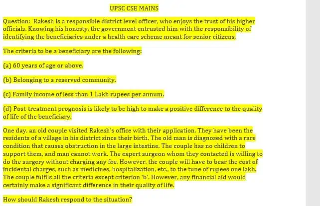 upsc ethics case study previous year